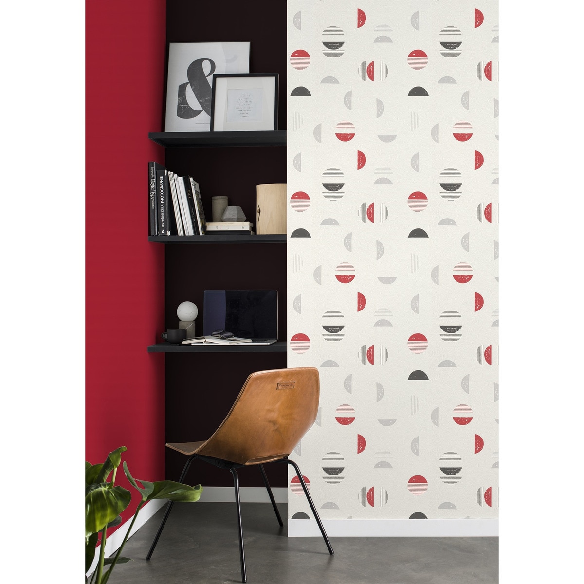 Papel de Parede TNT Semicírculos Utility Vermelho-2