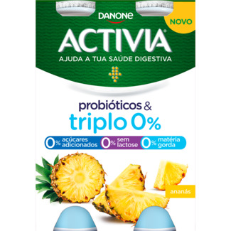 Líquido Probióticos & Triplo 0% Ananás Pack 4 unidades embalagem 155 g - Activia