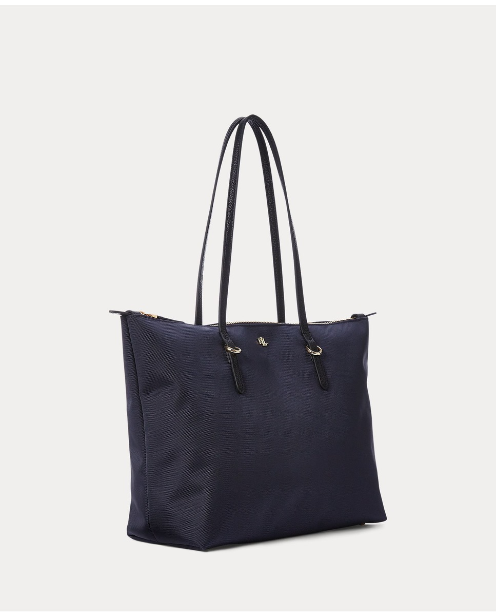 Mala Tipo Tote Média Keaton com Fecho de Correr e em Nylon - Azul-Marinho Azul-marinho-2