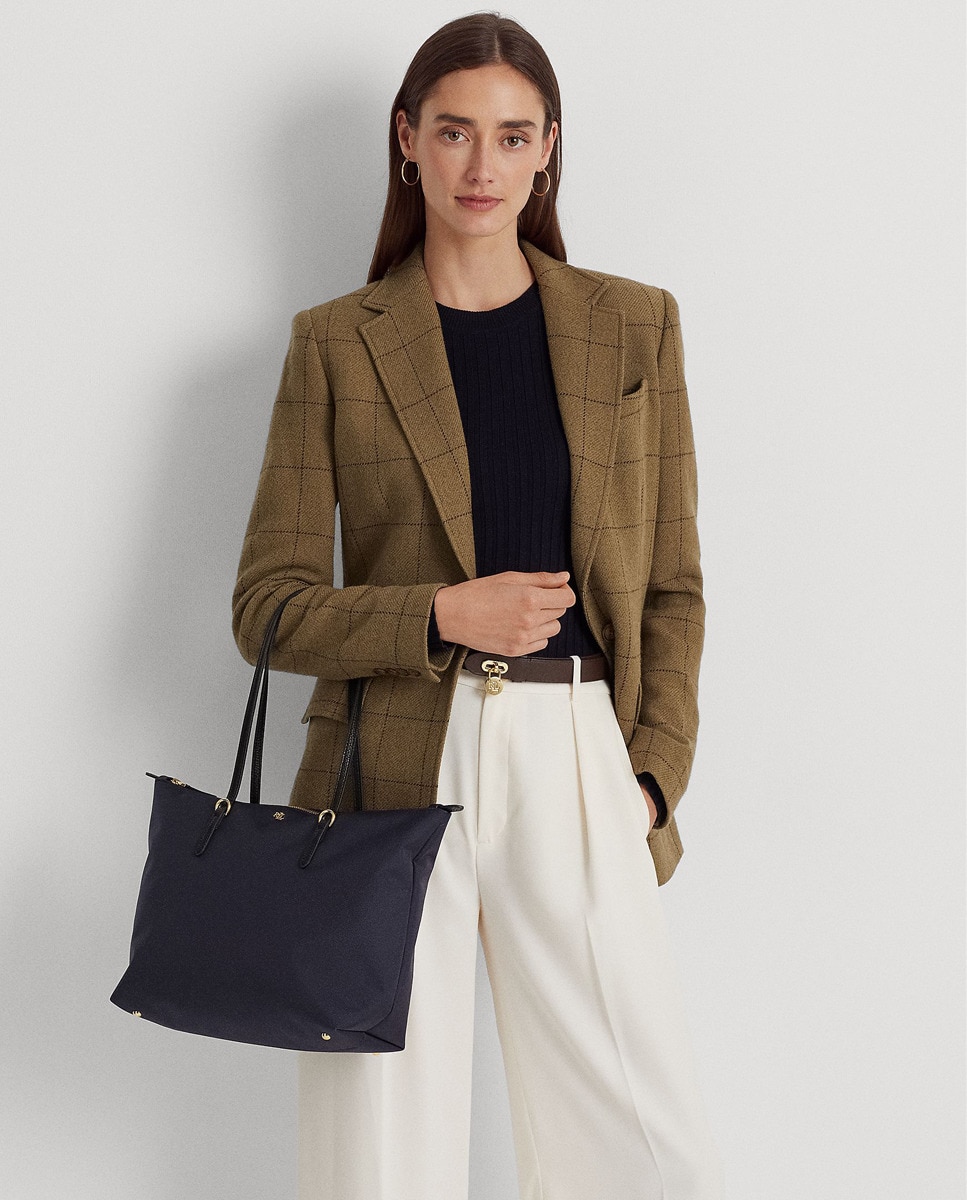 Mala Tipo Tote Média Keaton com Fecho de Correr e em Nylon - Azul-Marinho Azul-marinho-3