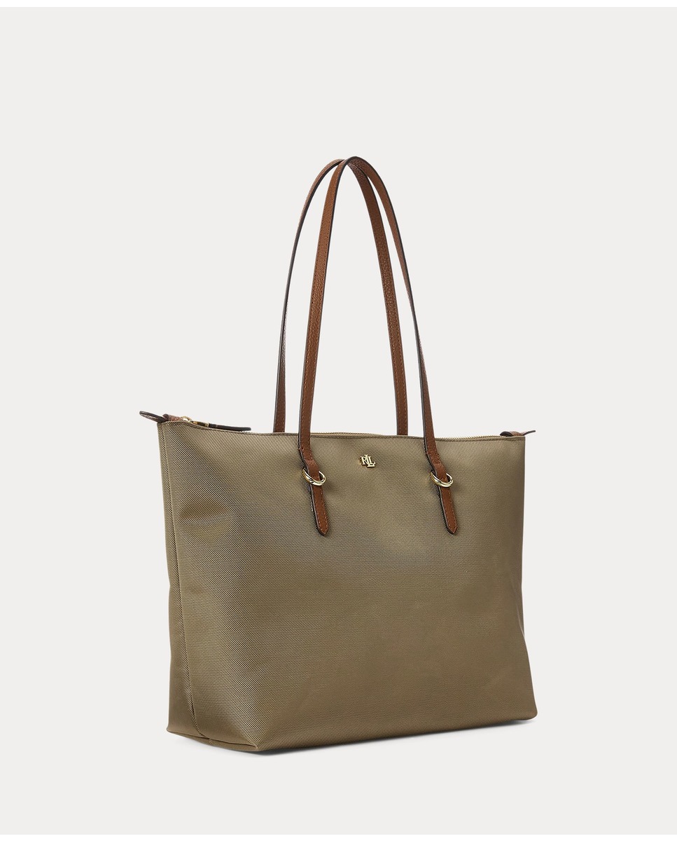 Mala Tipo Tote Média Keaton com Fecho de Correr e em Nylon - Camel Camel-2