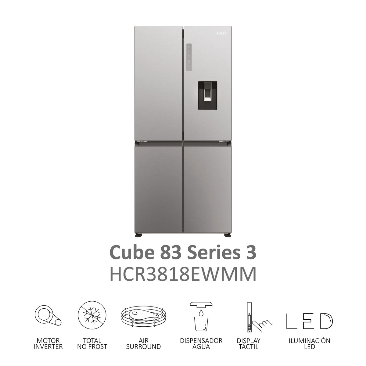 Frigorífico americano Haier Total No frost Cube 83 Series 3 - HCR3818EWMM Inox-6