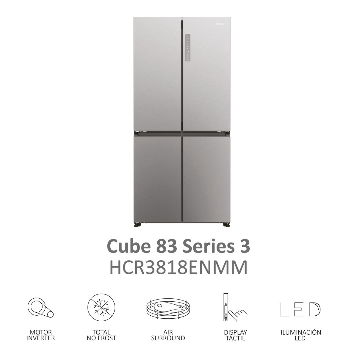 Frigorífico americano Haier Total No frost Cube 83 Series 3 - HCR3818ENMM Platinum Inox-6