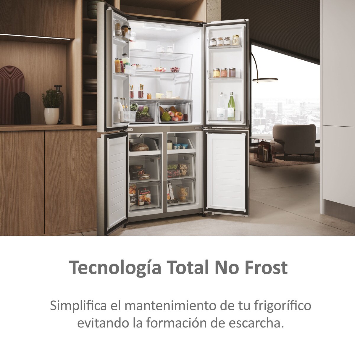 Frigorífico americano Haier Total No frost Cube 83 Series 3 - HCR3818ENMM Platinum Inox-8