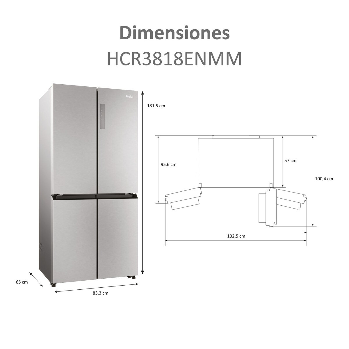 Frigorífico americano Haier Total No frost Cube 83 Series 3 - HCR3818ENMM Platinum Inox-5
