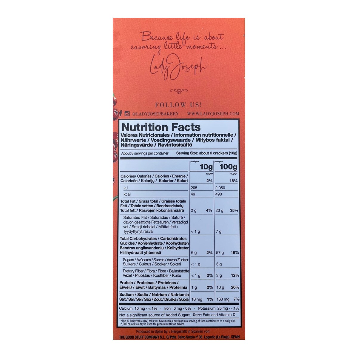 Crackers artesanos con pimienta roja y cúrcuma Lady Joseph 2
