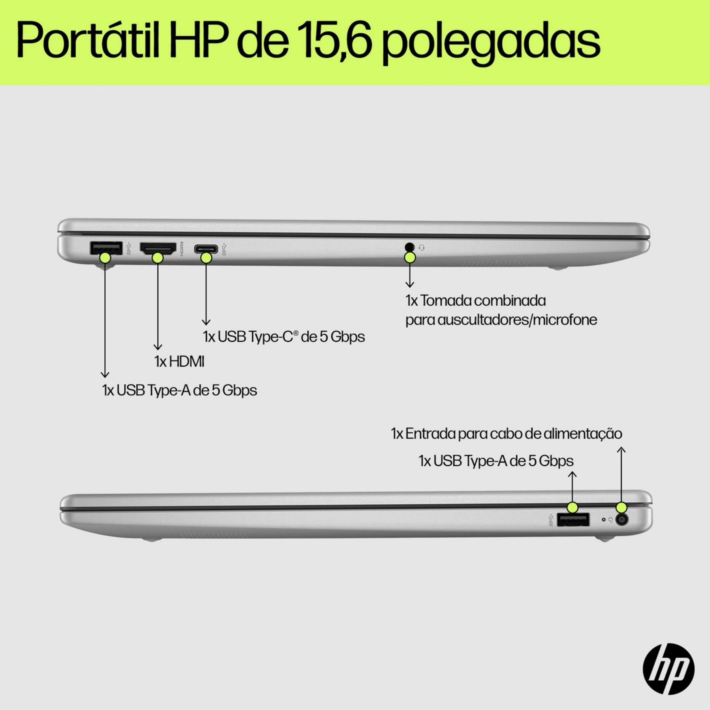 Computador Portátil HP 15-FD0040NP, 15,6", Intel® Core™ i5-1235U, 512 GB SSD, 16 GB RAM 2