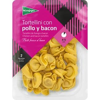 pasta fresca tortellini relleno con pollo y bacon 2 raciones envase 250 g - El Corte Ingles