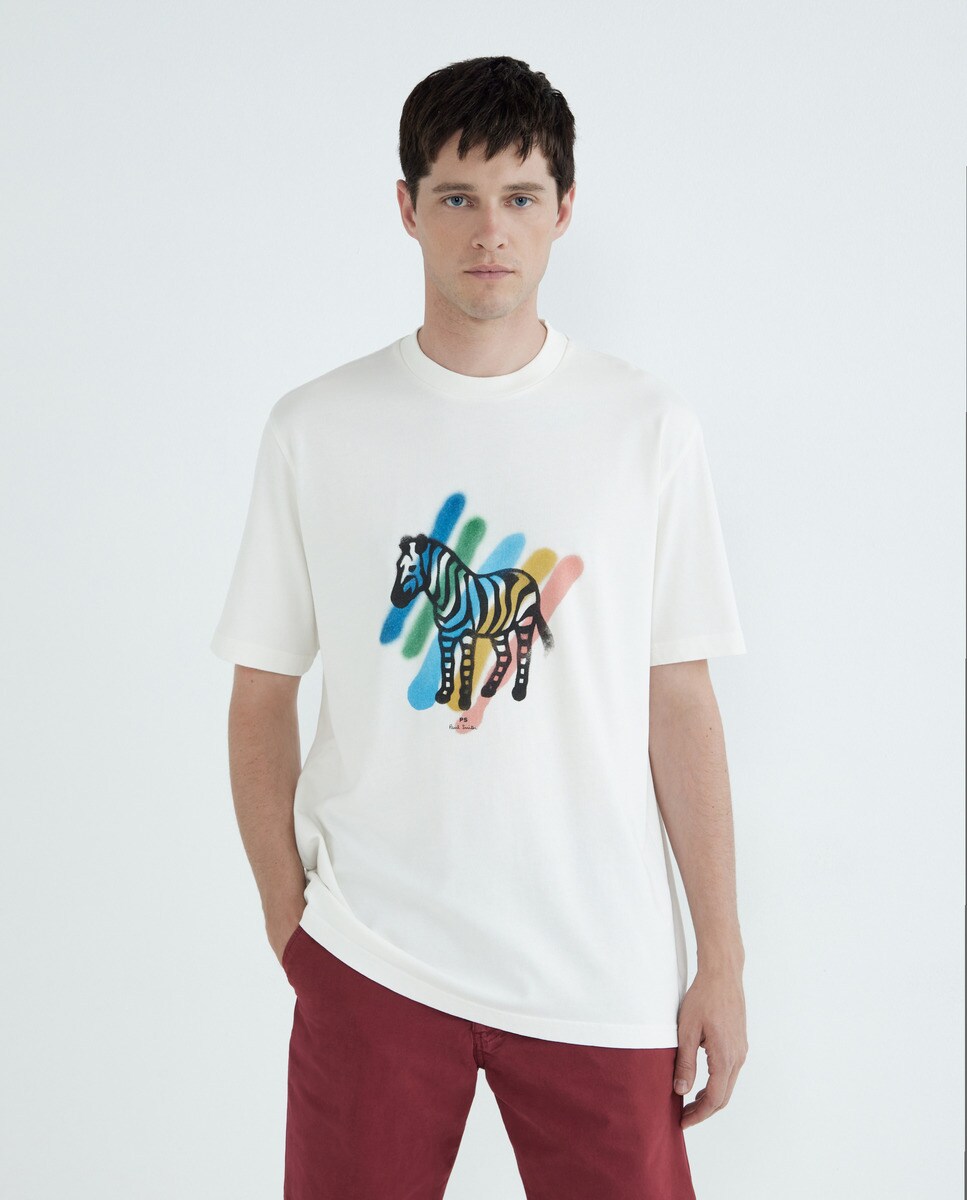 Tshirt manches courtes imprimé zèbre multicolore