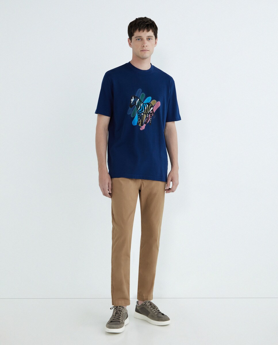 Tshirt manches courtes imprimé zèbre multicolore