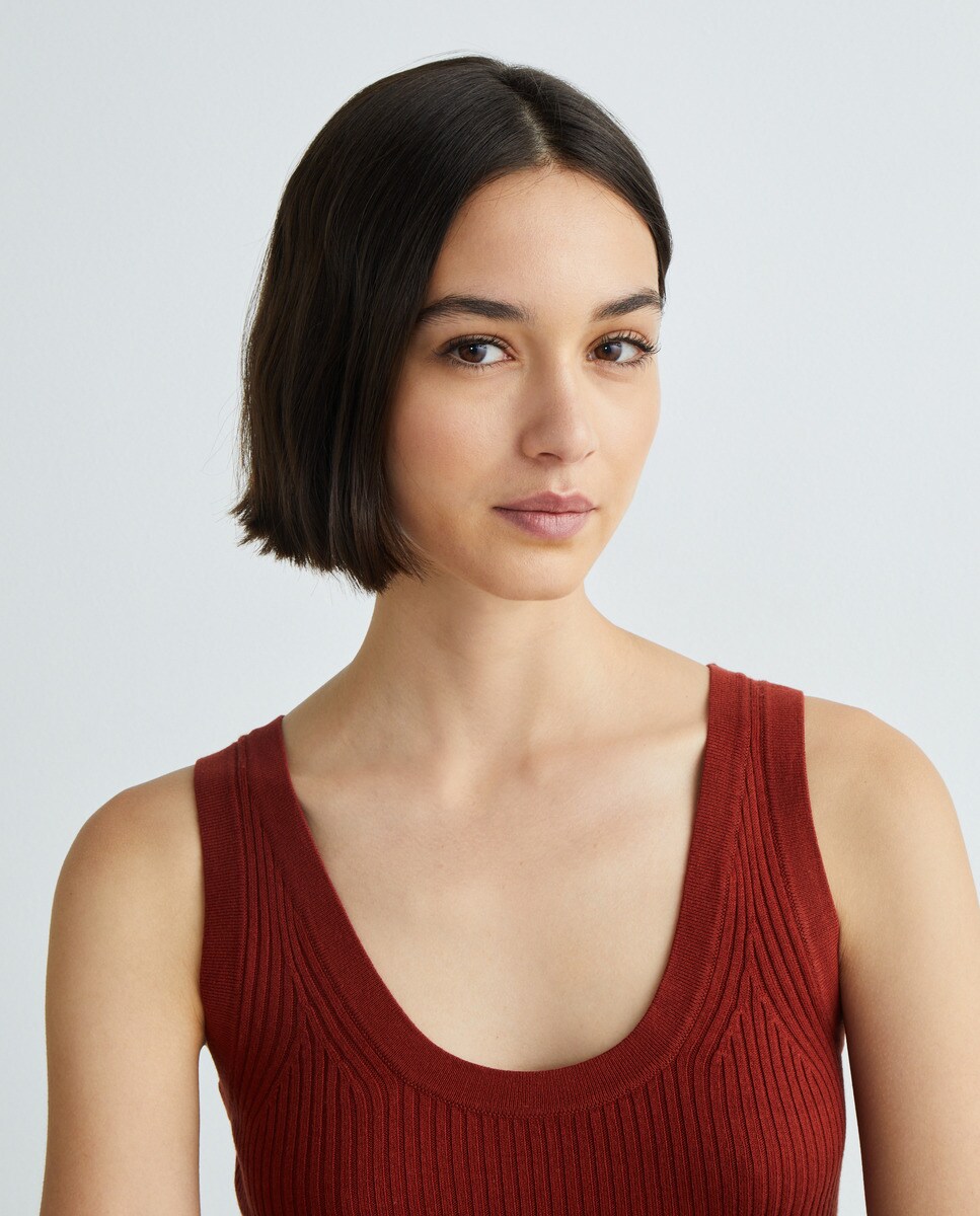 Top mujer de punto canalé con lino · Esprit · El Corte Inglés