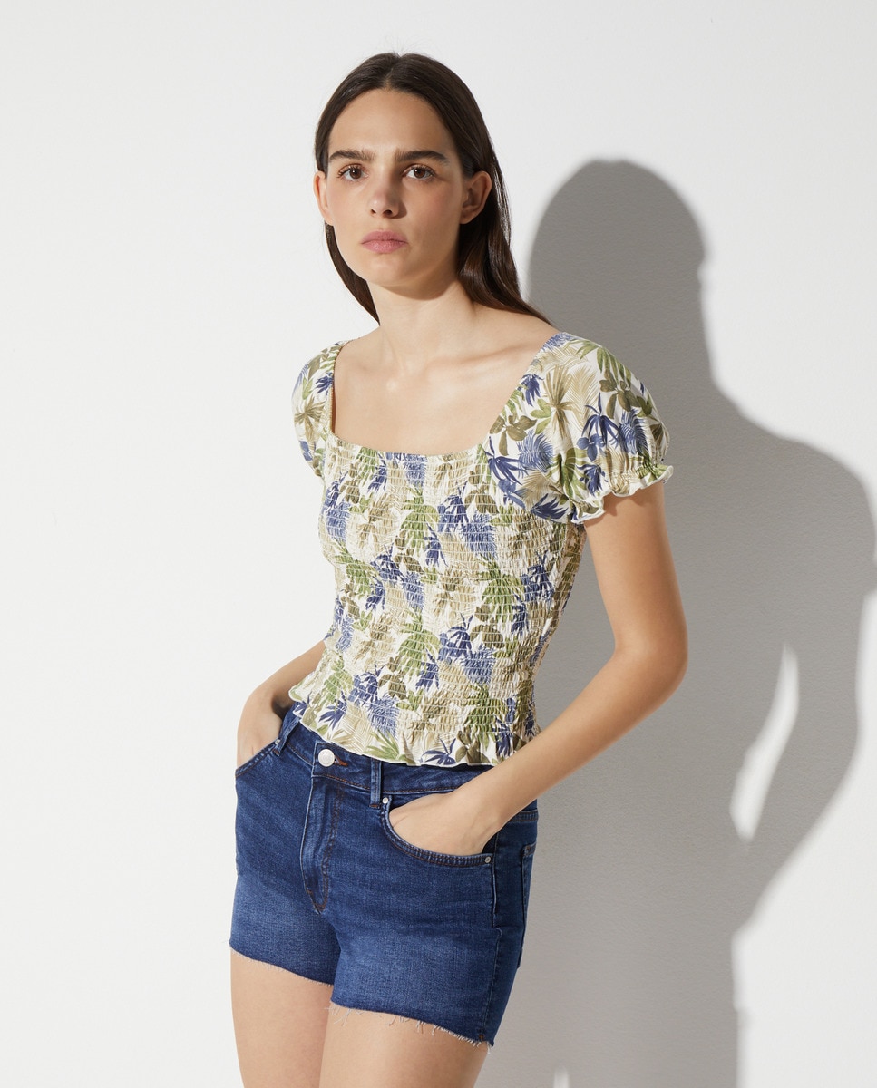 Easy Wear - Top De Manga Corta Con Gomas