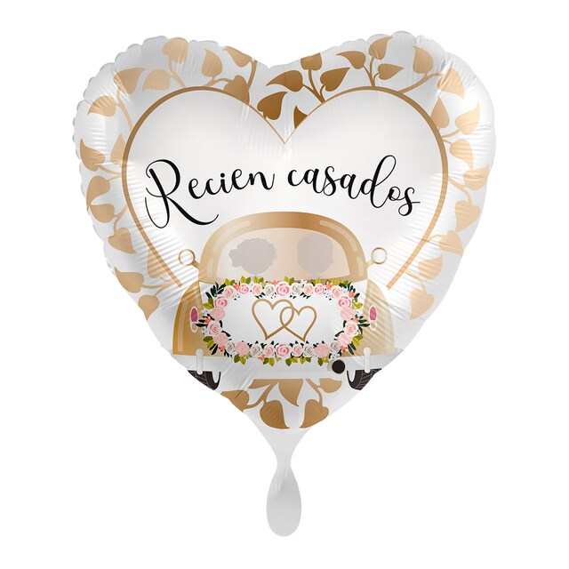 Imagen 0 de Globo foil 43cm para helio satín recién casados Liragram dorado