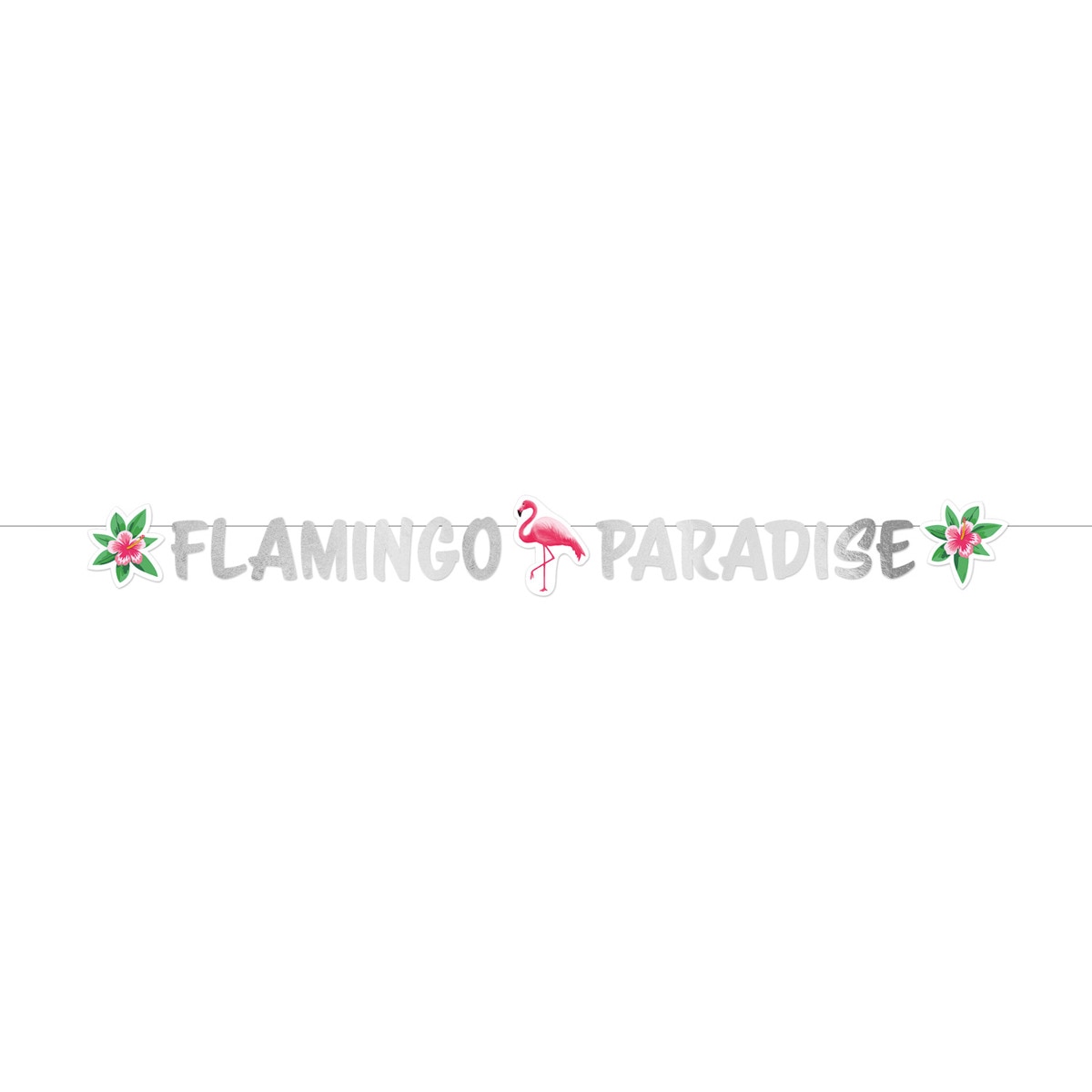 Imagen 0 de Banderín letras papel 135x15cm flamencos Liragram multicolor