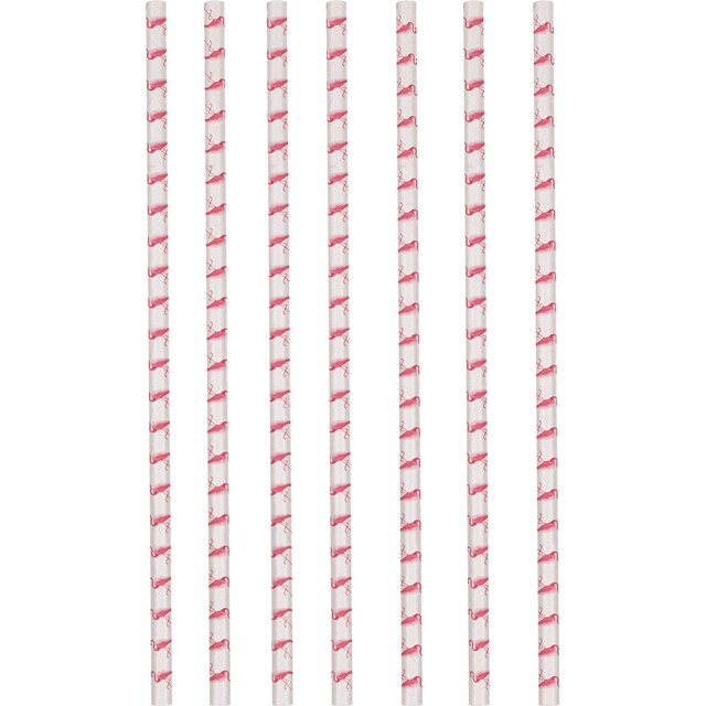 Imagen 0 de Pack 12 pajitas papel 19,7cm flamencos Liragram rosa