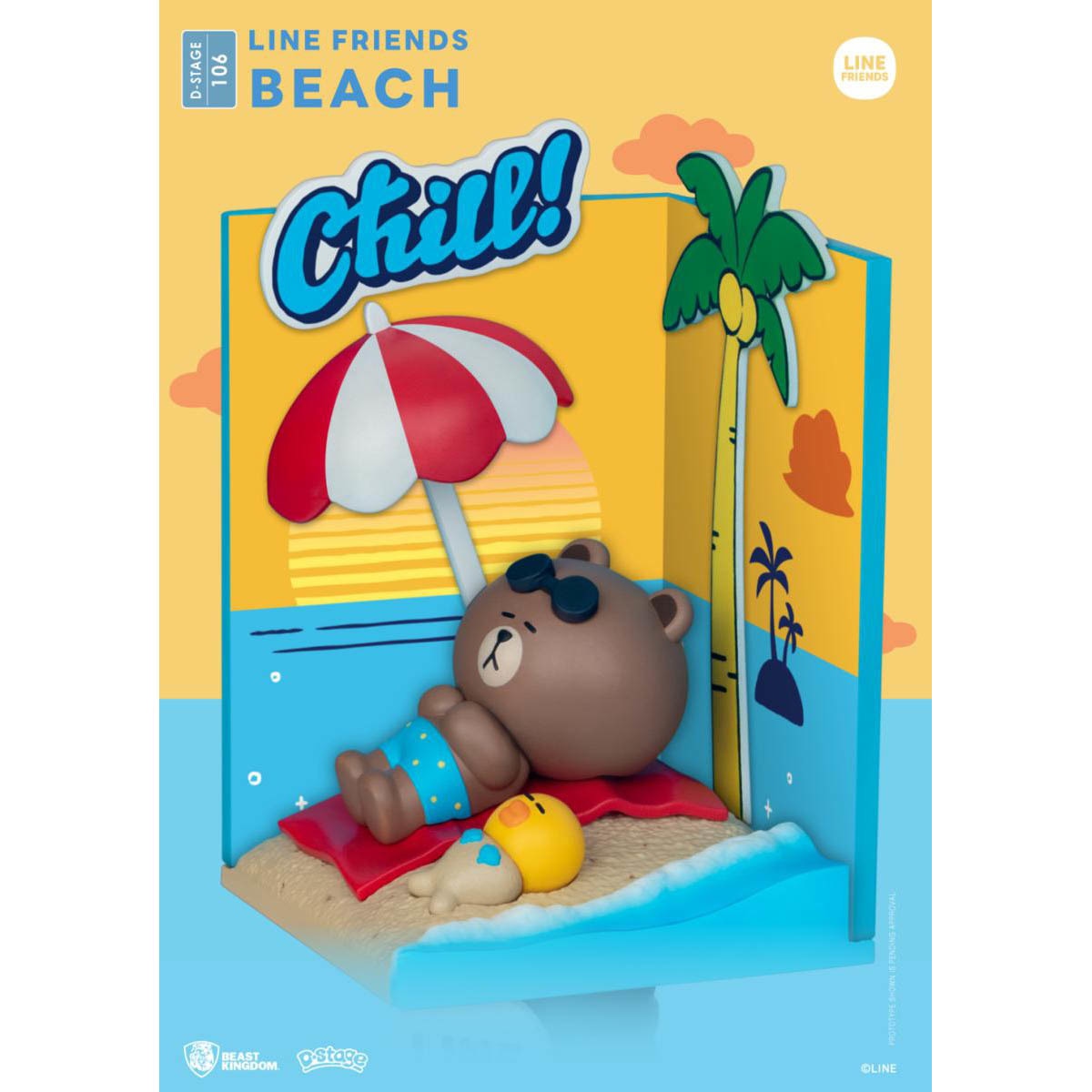 Figura Line Friends Beast Kingdom Praia - Amarelo 4