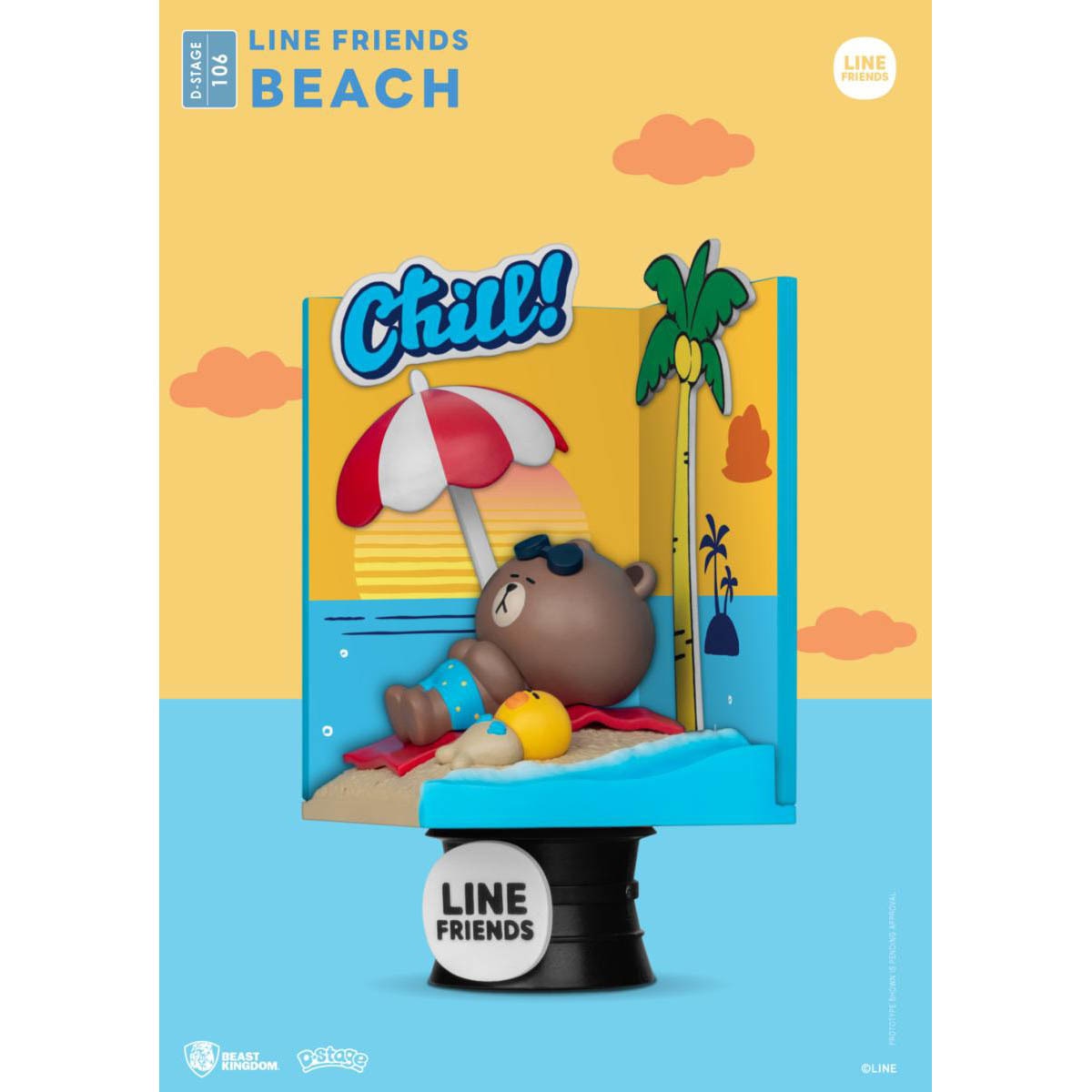 Figura Line Friends Beast Kingdom Praia - Amarelo 3
