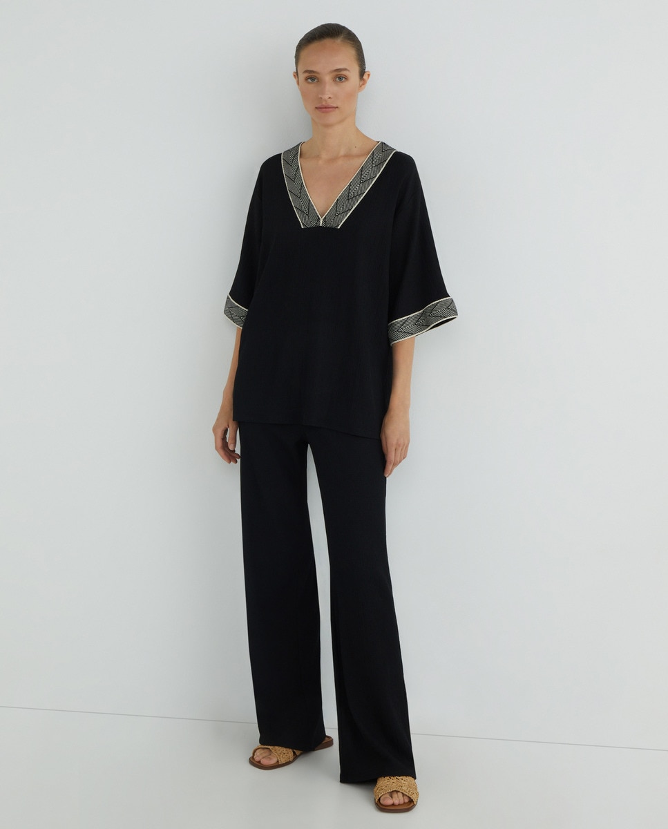 Pantalon circulaire froissé