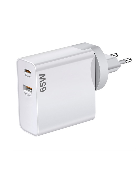 Imagen 0 de Cargador USB PD65W, QC3.0 18W. Enchufe: US/EU/UK/AU