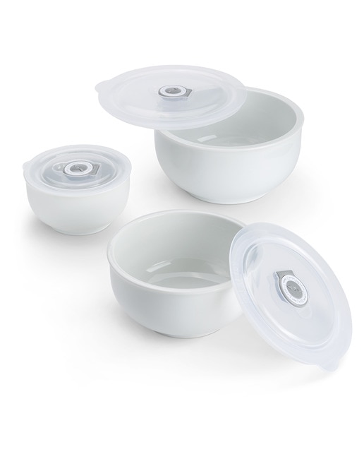 Imagen 0 de Set de 3 bowls de cerámica con tapa hermética