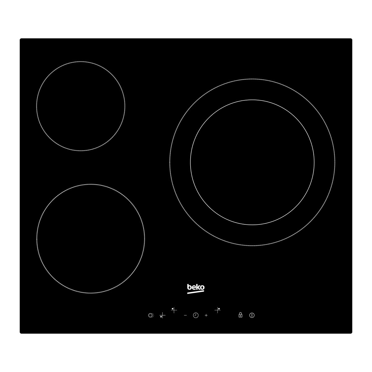 Placa vitrocerámica Beko 3 zonas de cocción - HIC63402T Negro-1