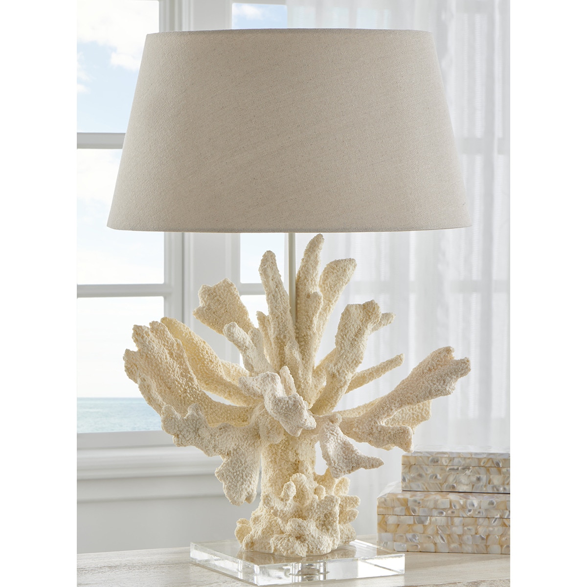 Candeeiro de mesa Coral Branco-7