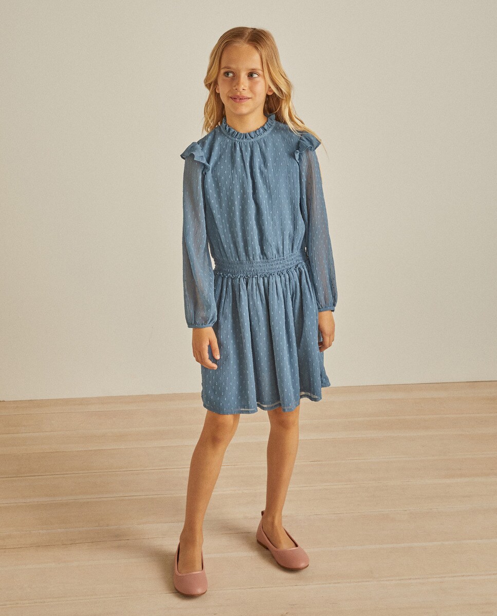 Robe à taille élastique et manches longues