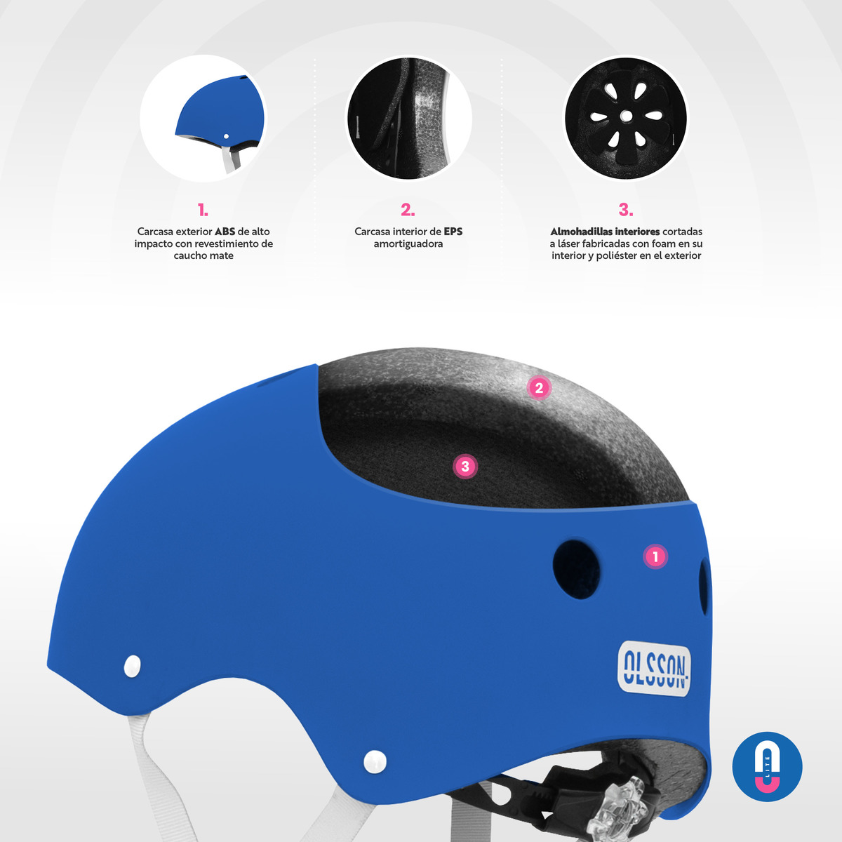 Capacete de Skate para Criança Azul-6