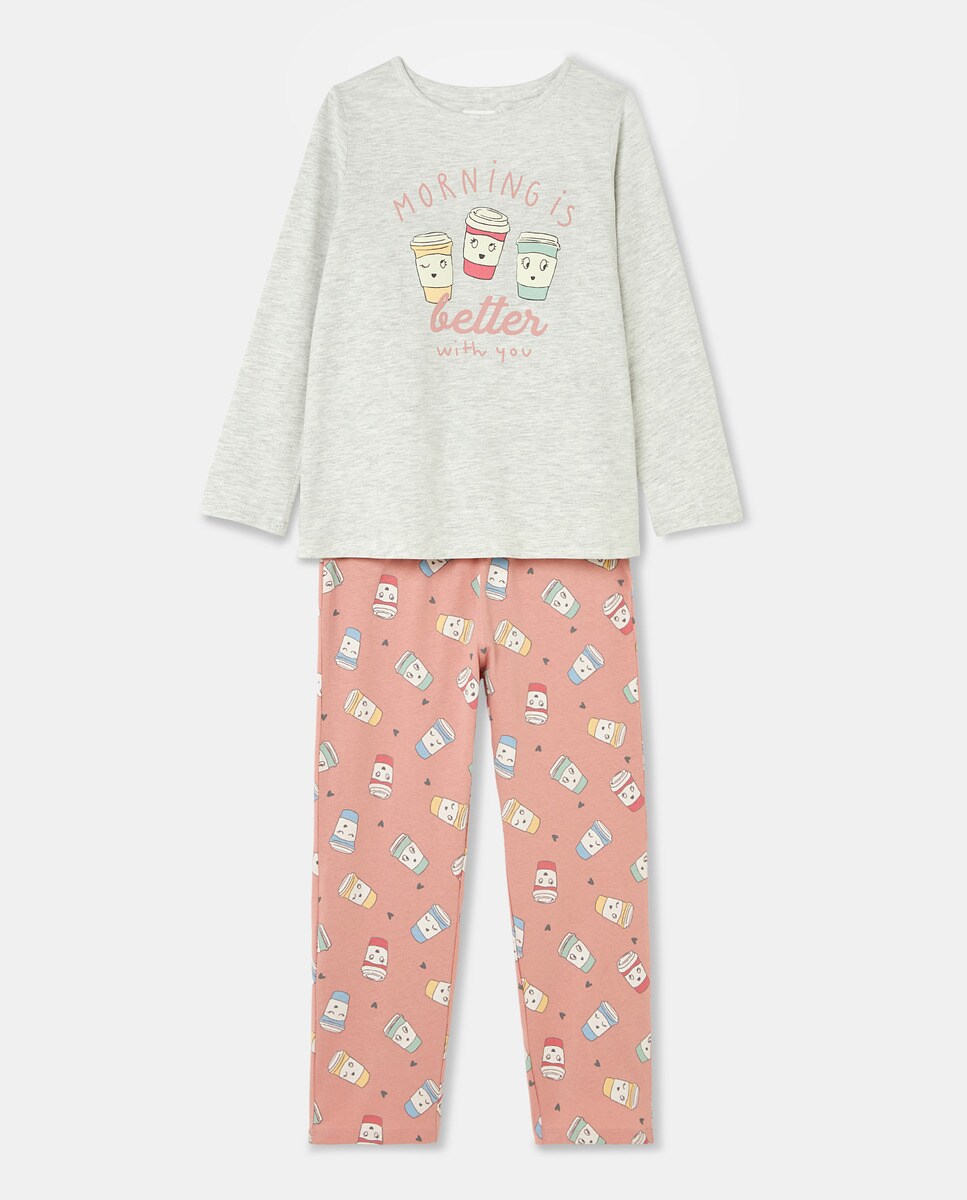 Pyjama pantalon avec imprimé verres de café