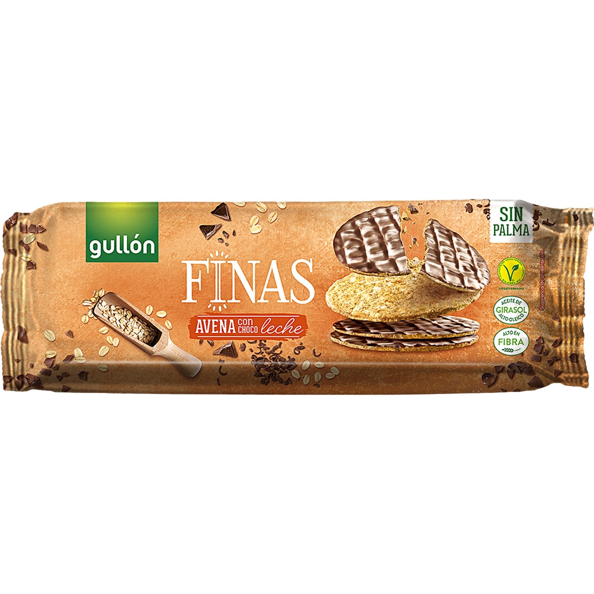 Finas galletas de avena con chocolate con leche sin aceite de palma paquete 150 g