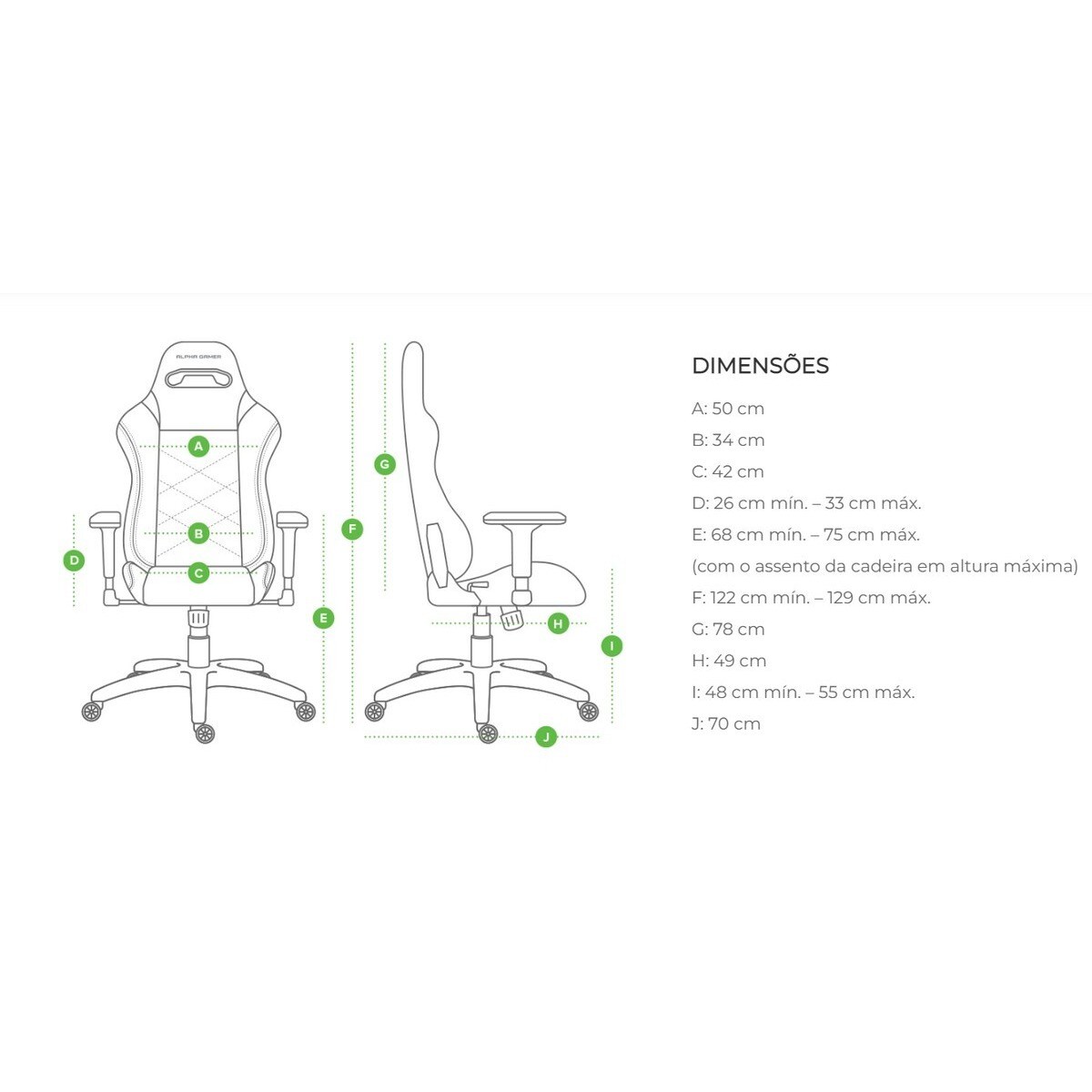Cadeira Gaming Alpha Gamer Atena - Branco / Preto Branco/Preto-7