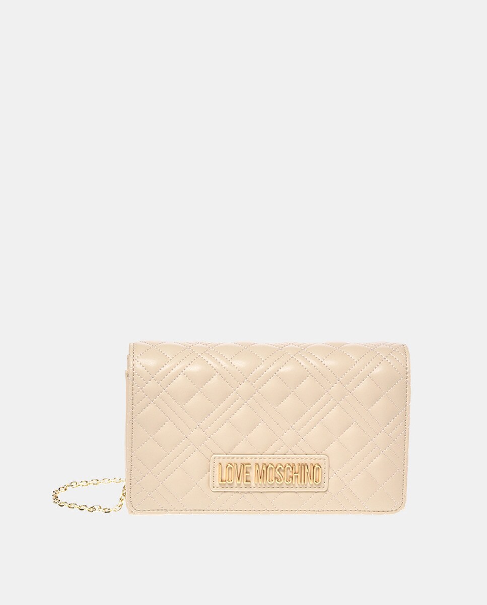 Petite pochette matelassée crème à rabat