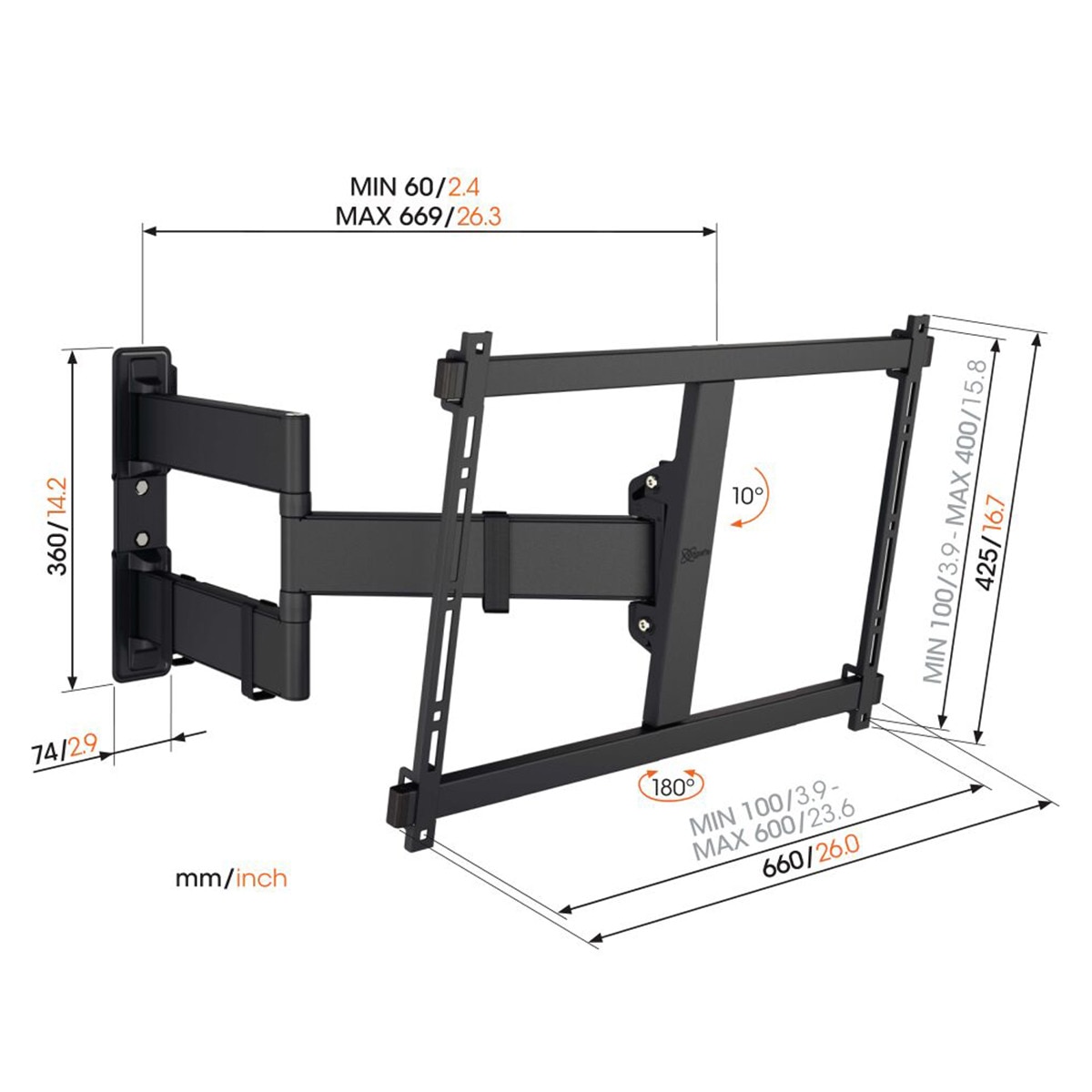 Soporte de pared Vogel's Full Motion+ COMFORT TVM 3845 para TV de 55" a 100" Negro-2