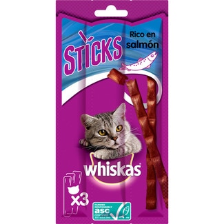 snacks en sticks para gatos con salmón envase 3 unidades 6 g - Whiskas