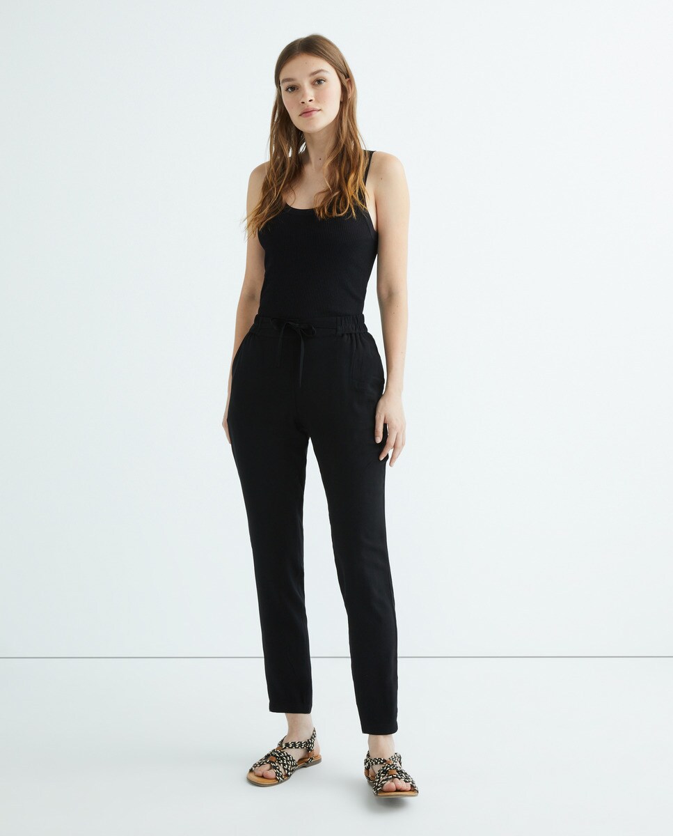 Pantalon en toile à taille élastique