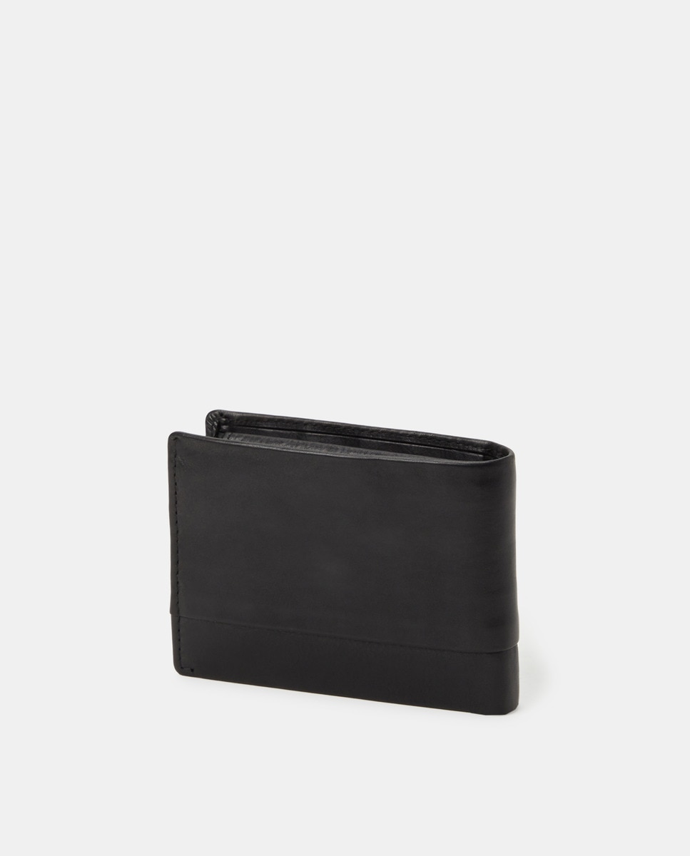 Carteira Horizontal com Porta-Moedas e em Pele - Preto Preto-2