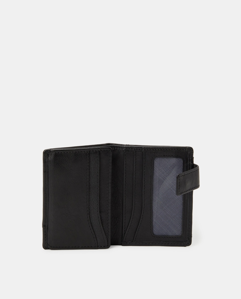 Carteira em pele preta com porta-moedas Preto-3