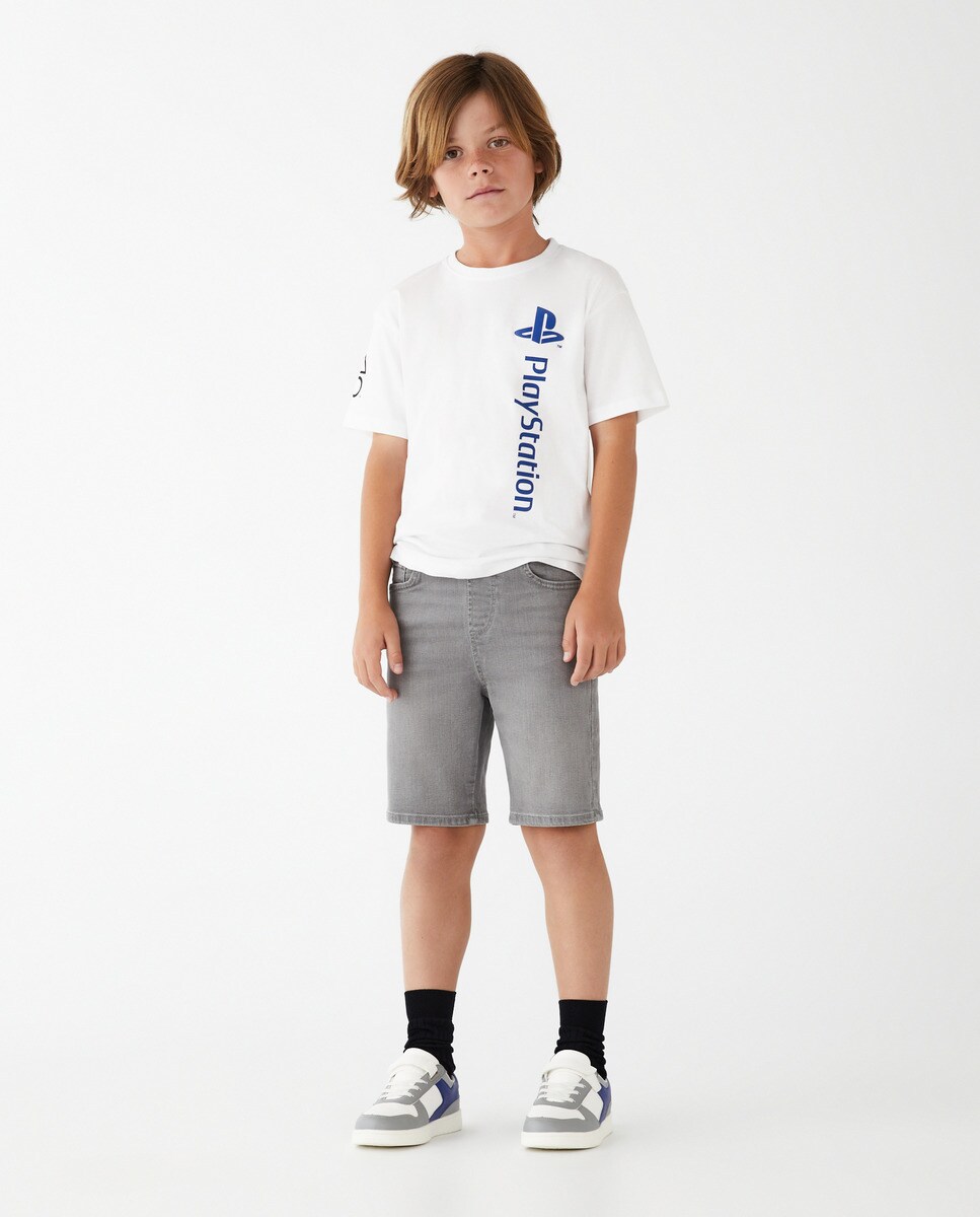 Bermuda en jean à taille élastique