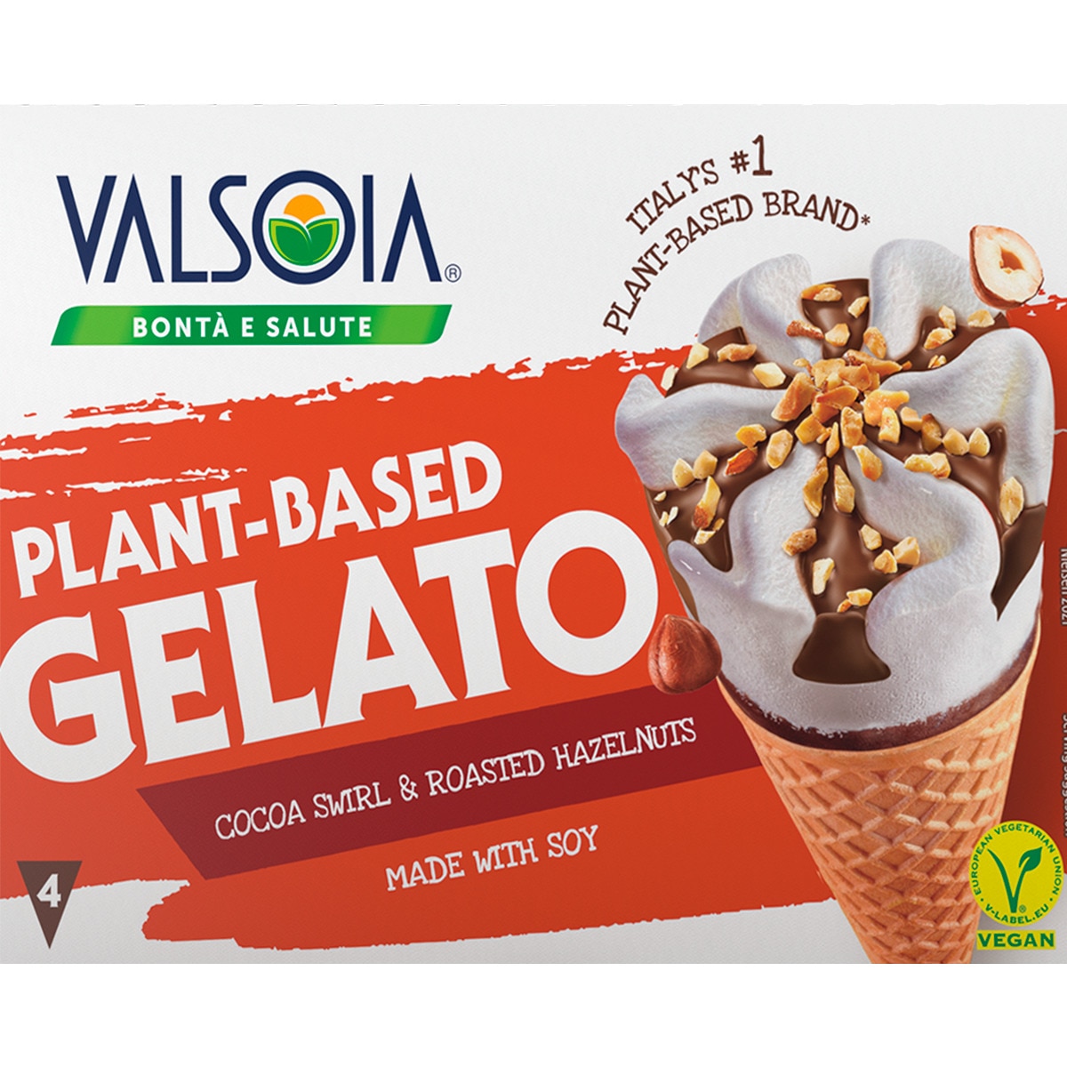 Gelado Cone de Soja Vegan Pack 4 embalagem 300 g