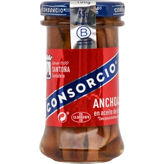 filetes de anchoa en aceite de oliva frasco 55 g neto escurrido - Consorcio