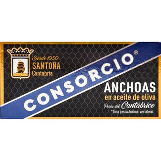 filetes de anchoa del Cantábrico en aceite de oliva lata 29 g neto escurrido - Consorcio