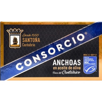 filetes de anchoa del Cantábrico en aceite de oliva lata 53 g neto escurrido - Consorcio