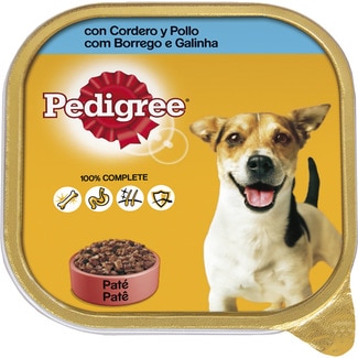 comida húmeda para perros en forma de paté con cordero y pollo tarrina 300 g - Pedigree