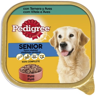 Senior comida húmeda para perros senior en forma de paté con ternera y aves tarrina 300 g - Pedigree