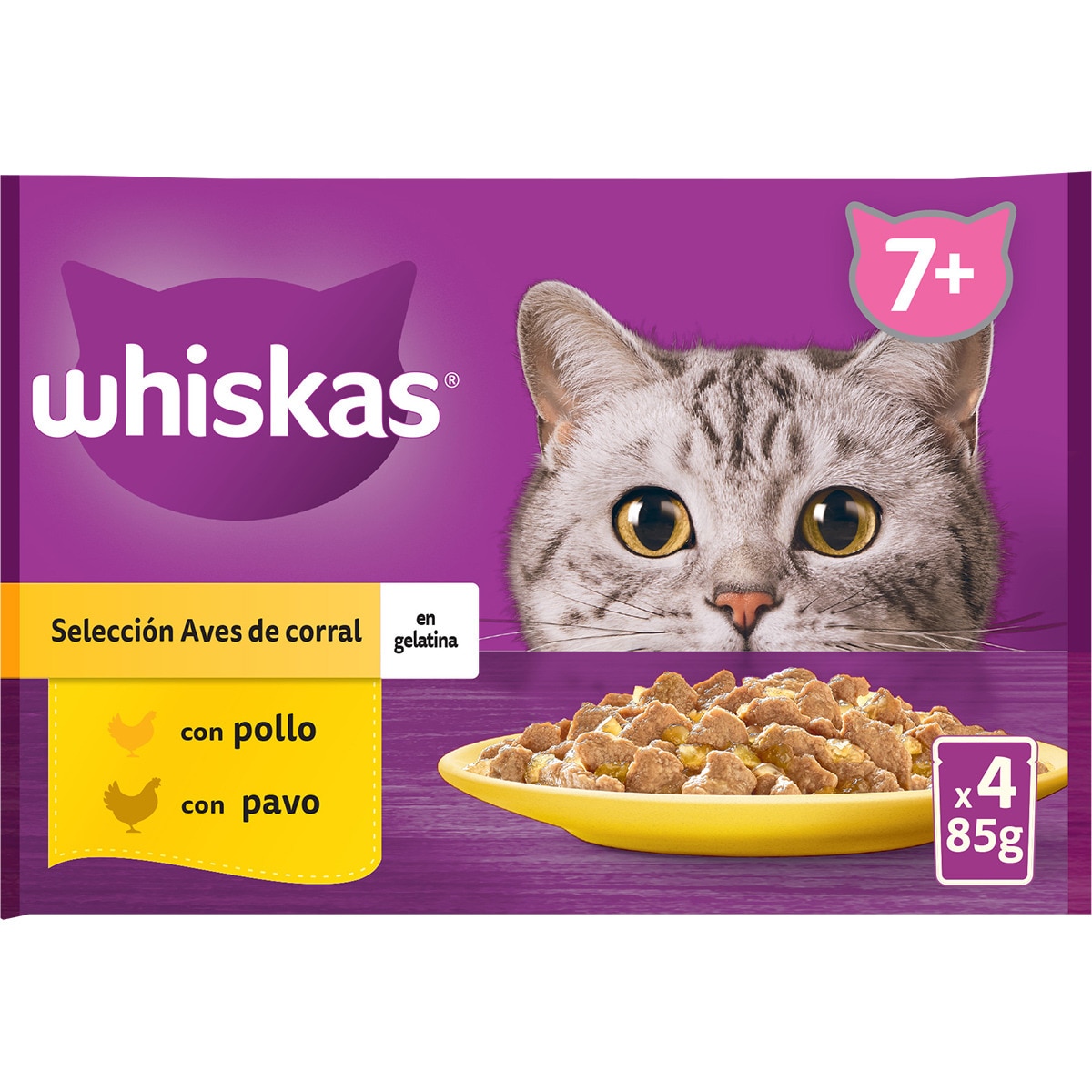 comida húmeda en gelatina para gatos senior selección de aves 4 sobres 85 g