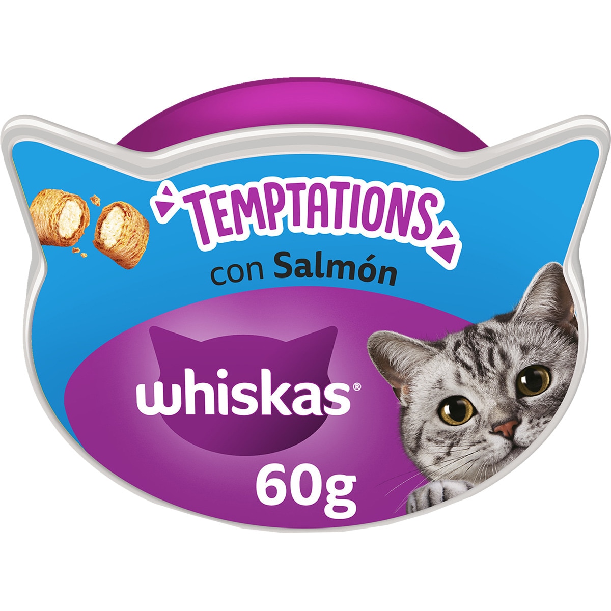 Temptations snacks para gatos con salmón tarrina 60 g