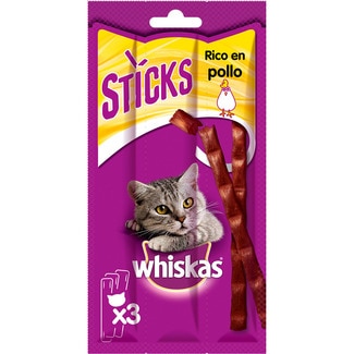 snacks en sticks para gatos con pollo envase 3 unidades 6 g - Whiskas