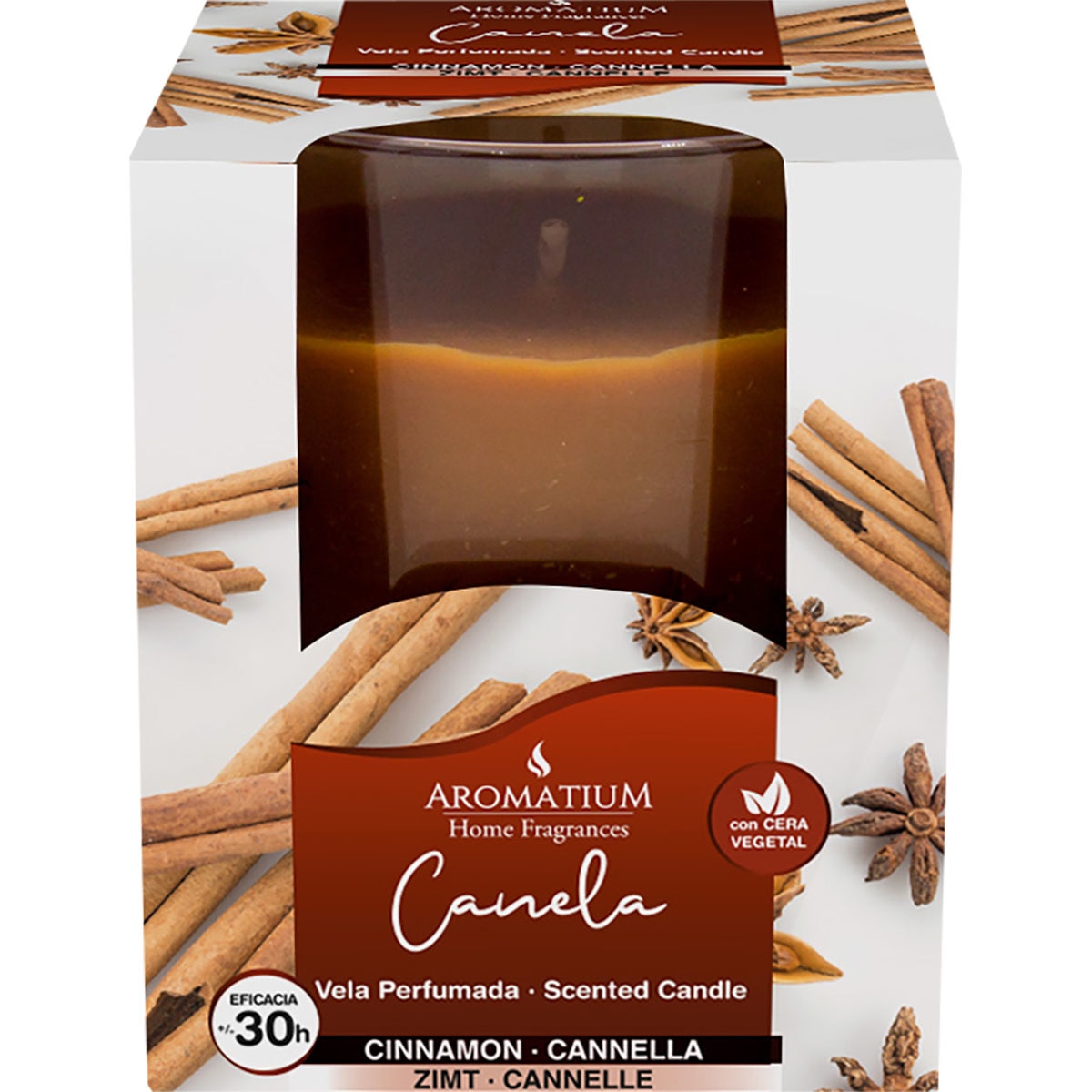 vela perfumada aroma canela con cera vegetal envase 1 unidad