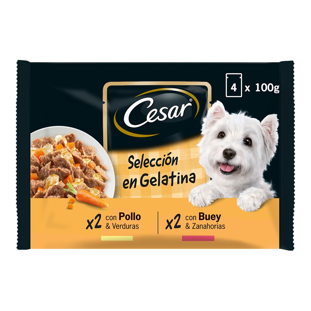 Comida húmeda para perros adultos Cesar Selección gelatina 4 x 100 g 1