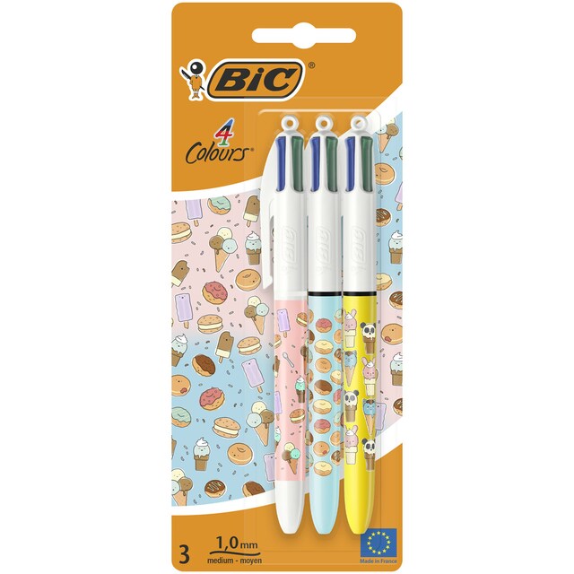 Imagen 0 de Pack de 3 bolígrafos 4 colores cuttie food BIC